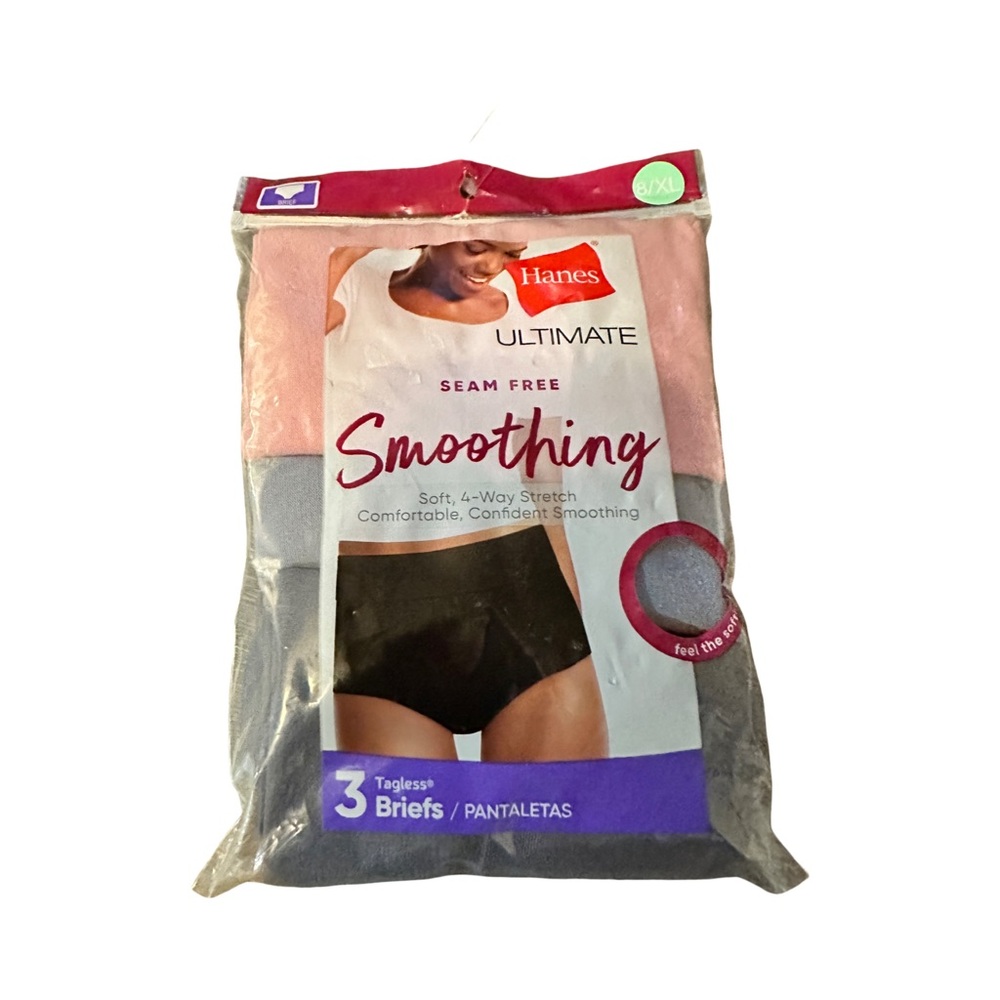 Hanes Ultimate Seam Free Smoothing Briefs - Pink, Black, Gray